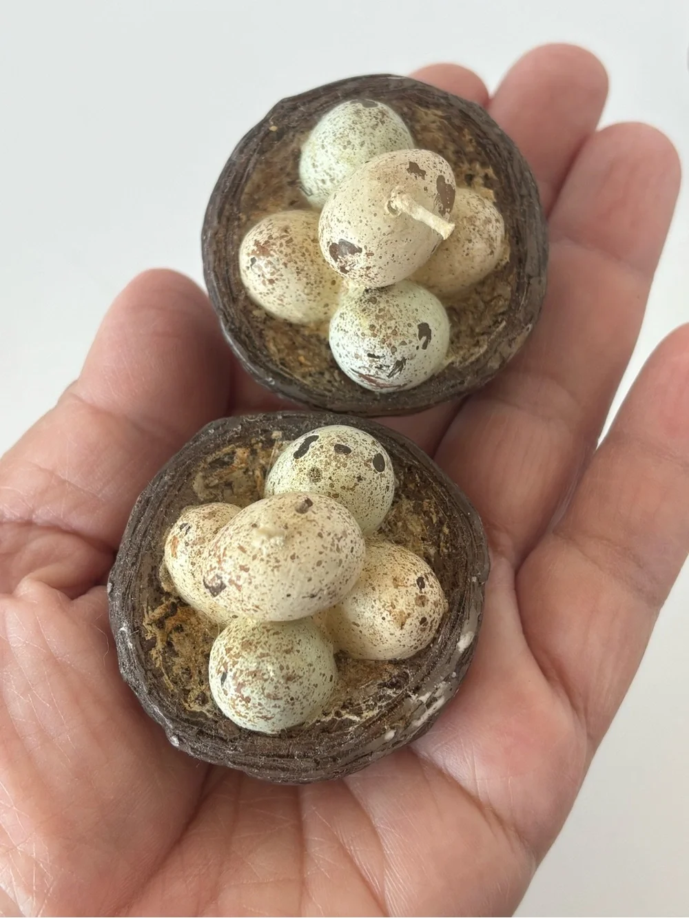 Set of 2 Miniature Nesting Bird Egg Candles 1.5”